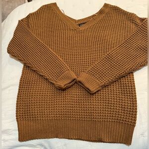 Moon & Madison Brown Double V-neck sweater Size L